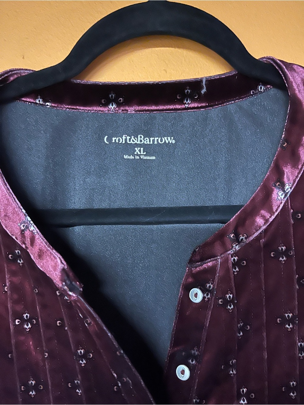 croft & barrow Burgundy Velvet Print Tunic Top XL - Picture 3 of 5